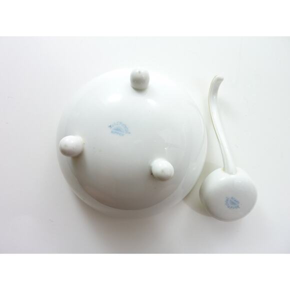 Vintage Boho Ramen Flower Bowl Footed Bowl with Spoon Peony - Picture 3 of 7